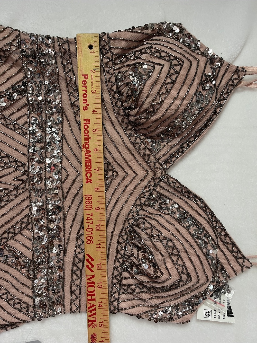 NWT Nordstrom Marina Pale Pink Sequined Gown - Picture 8 of 10